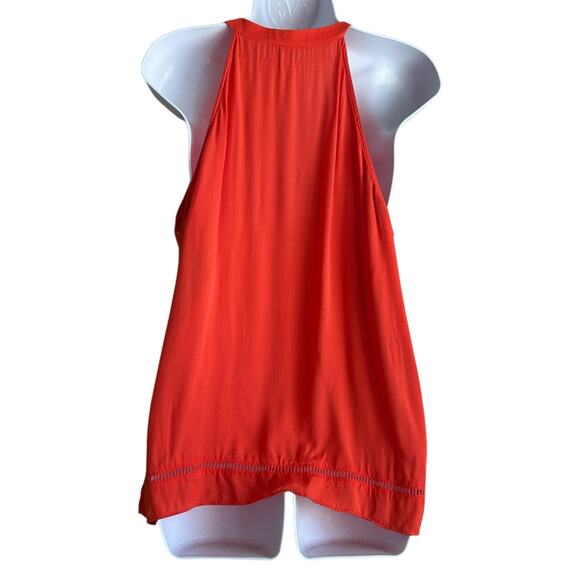 Y2K Gianni Bini Women Tunic Top M Orange Eyelet Inset Flowy Boho Festival Flowy - Picture 3 of 13